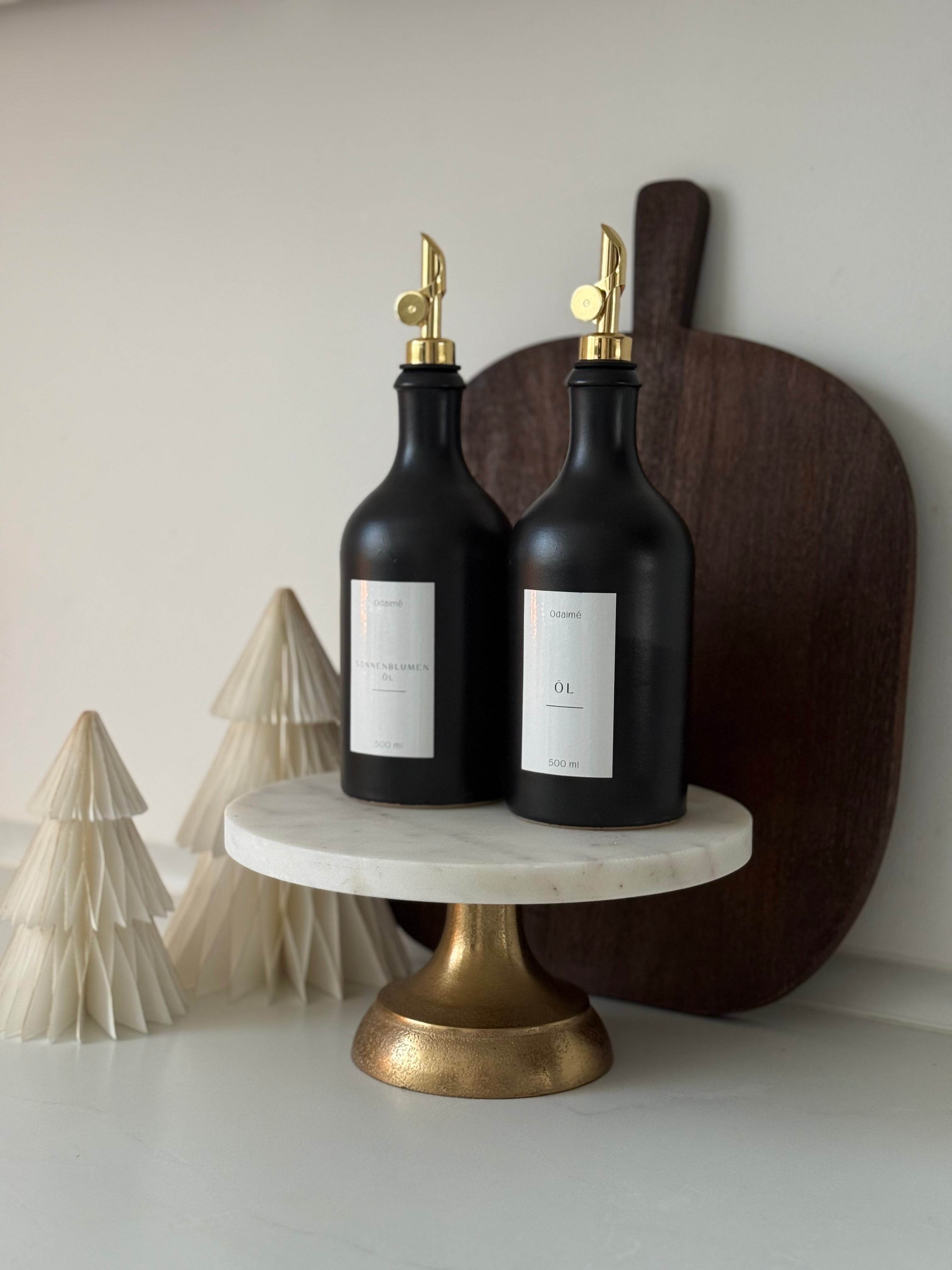 ADUAN Essig- und Ölspender aus Keramik, schwarz - Landhausstil mit automatisch öffnendem Ausgießer