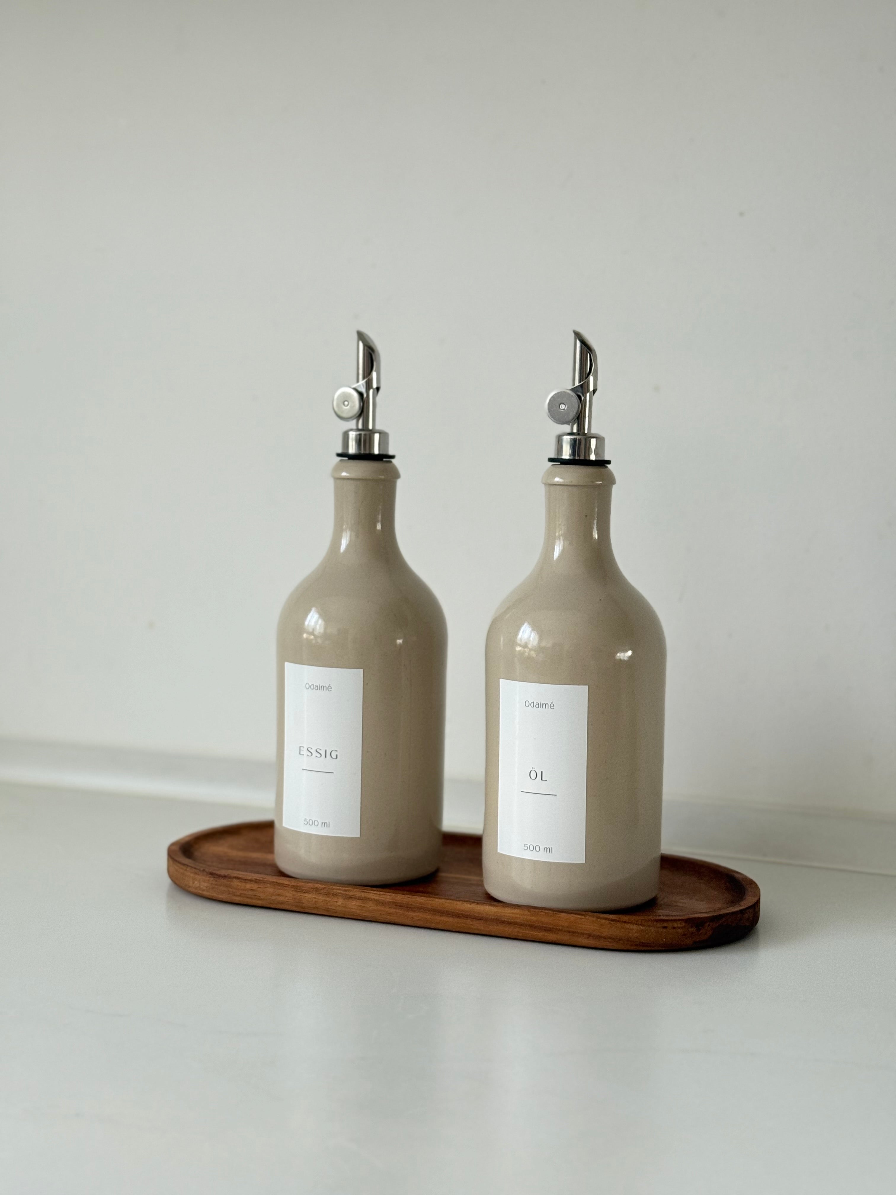 ELA - Essig- und Ölspender 500 ml - beige Keramik