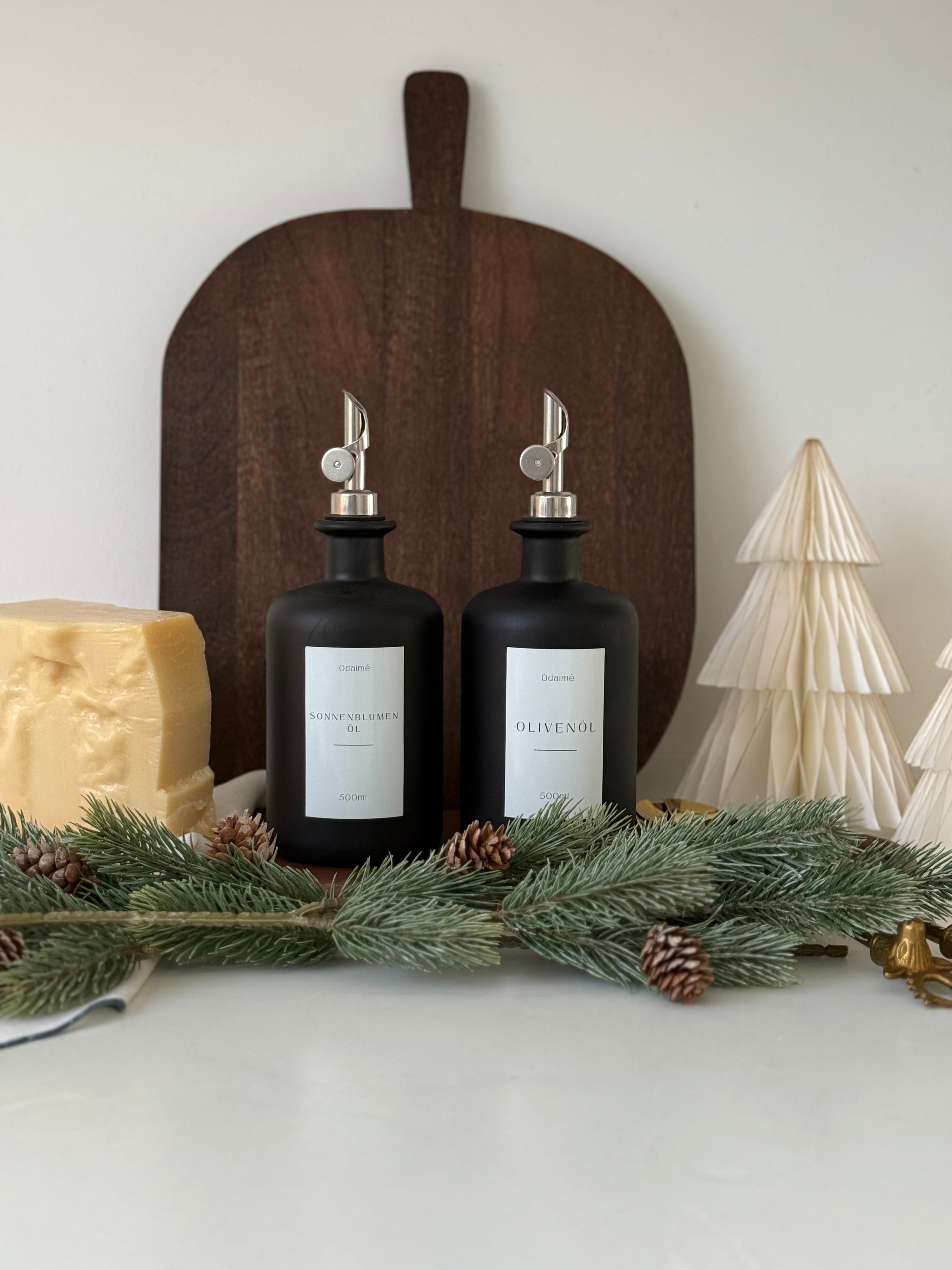 LOREYA - 500ml Essig- und Ölspender in schwarz-matt mit Ausgießer