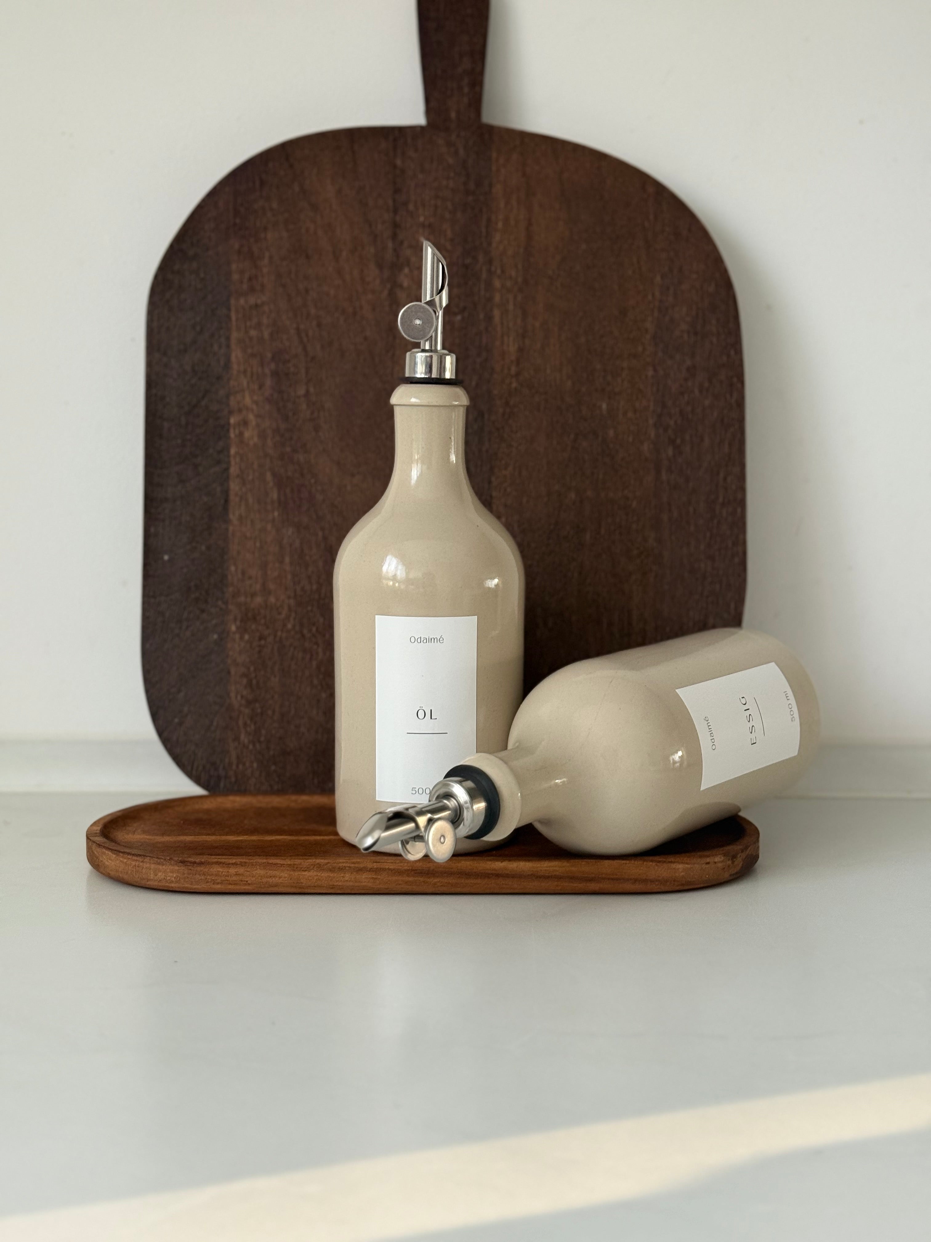 ELA - Essig- und Ölspender 500 ml - beige Keramik