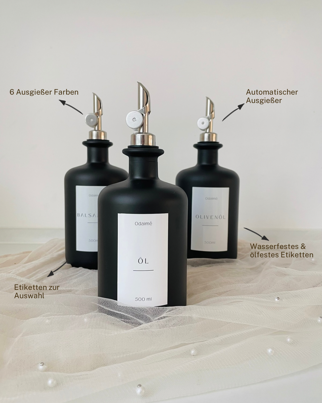LOREYA - 500ml Essig- und Ölspender in schwarz-matt