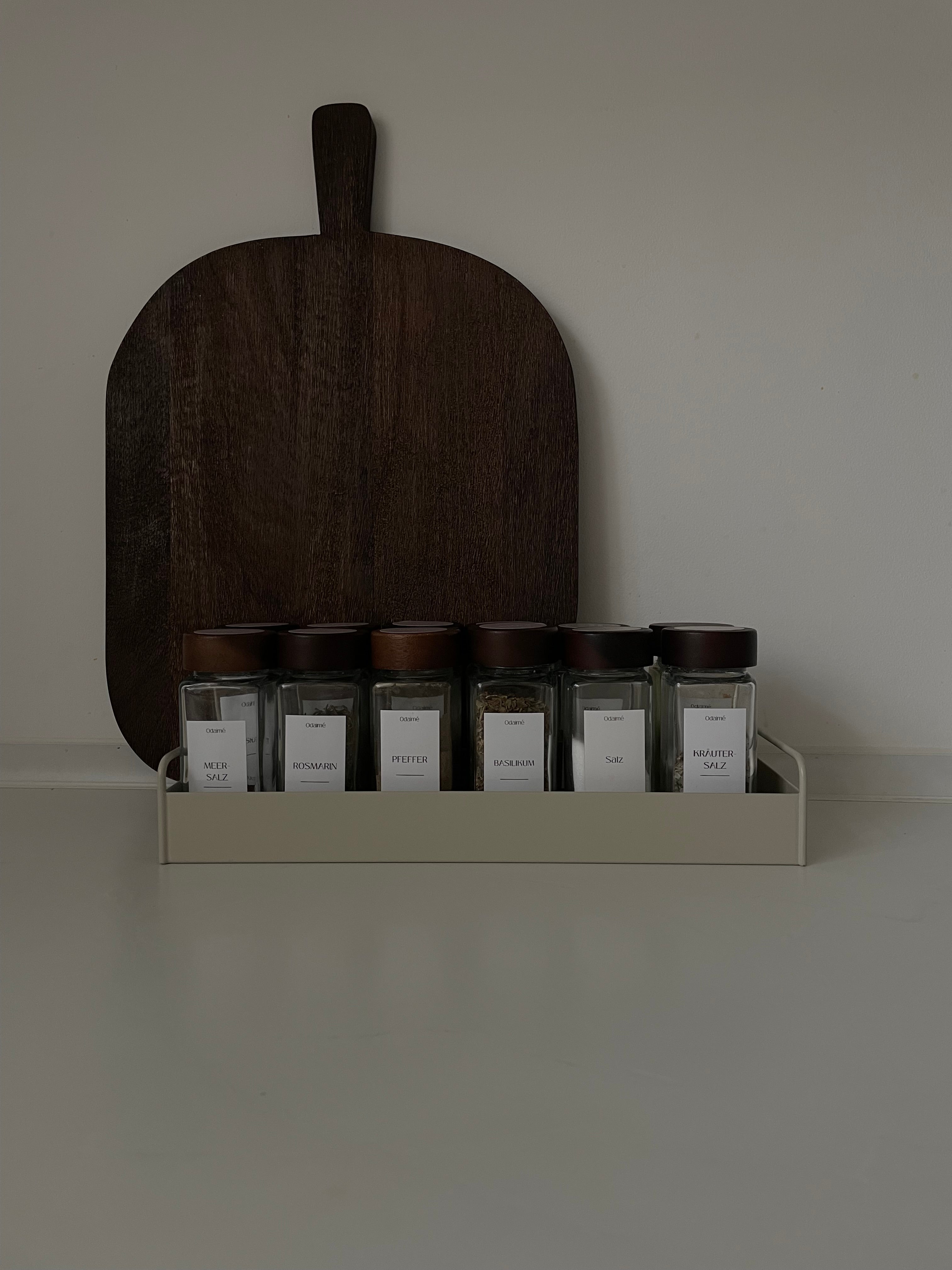 NIK - Eckige 120 ml Gewürzgläser mit dunklem Holzdeckel