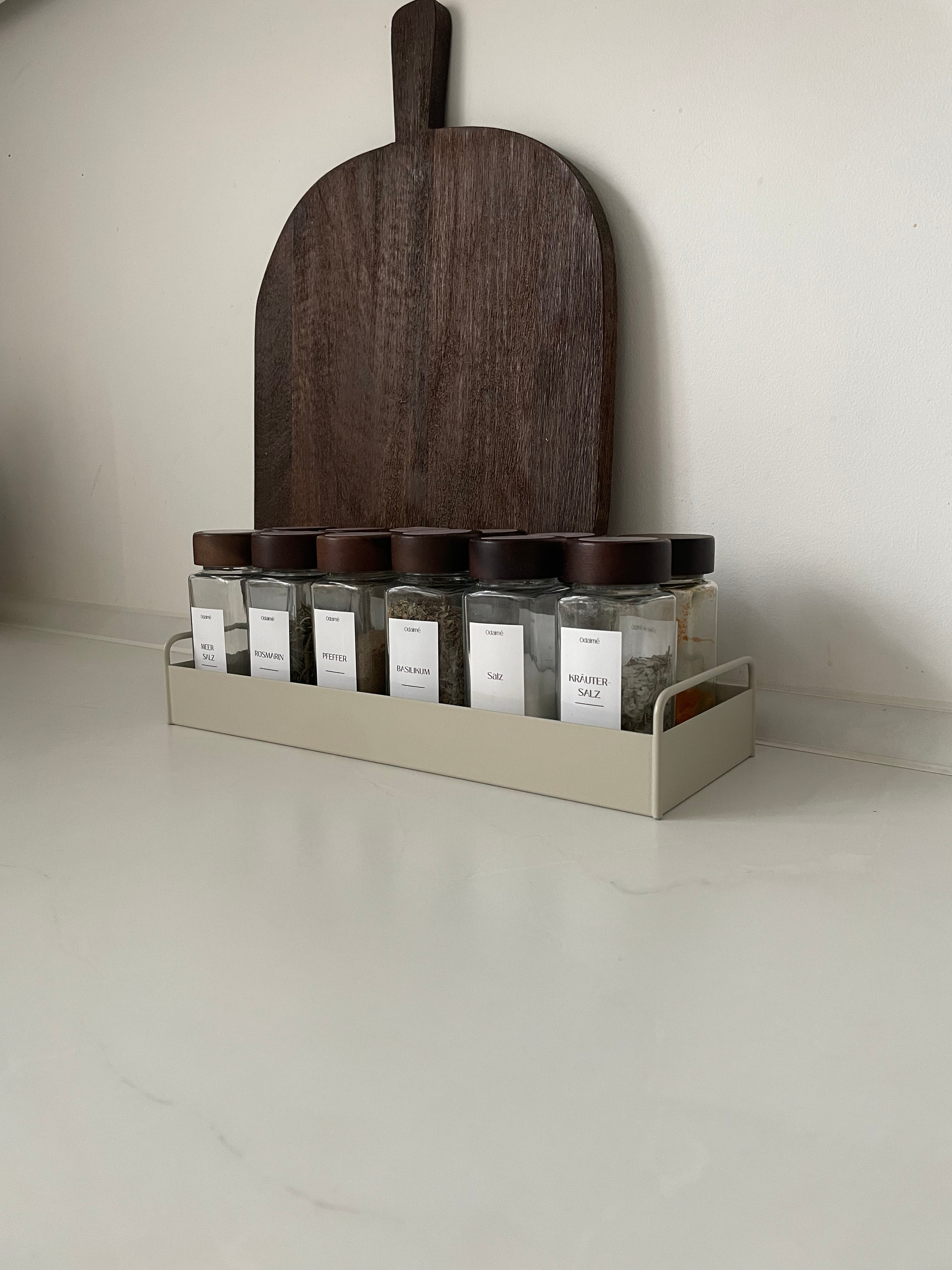 NIK - Eckige 120 ml Gewürzgläser mit dunklem Holzdeckel