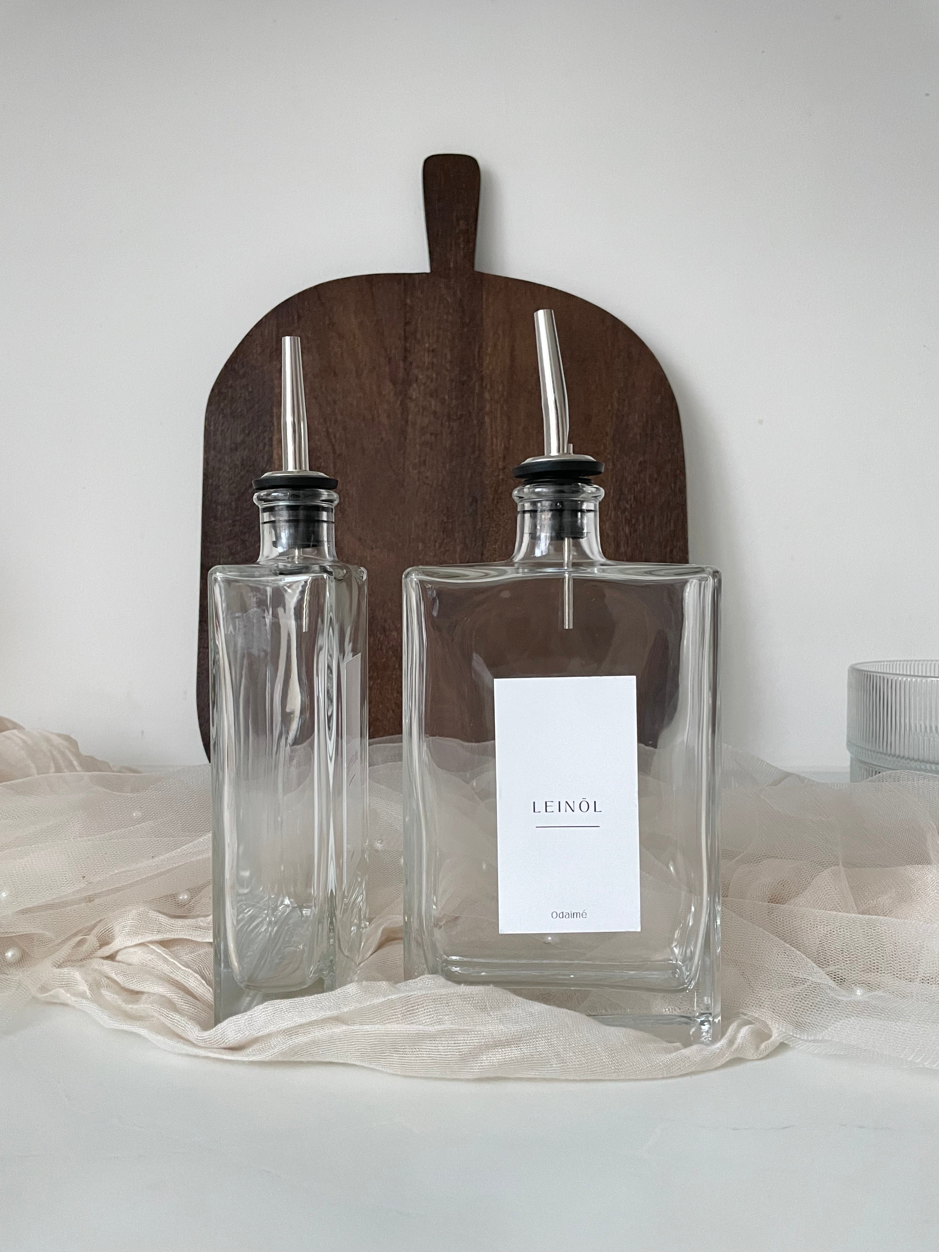 EMMA - Öl und Essigspender aus Glas 350ml mit edlem Ausgießer 6 Farben (Gold, Silber, Anthrazit, Weinrot)