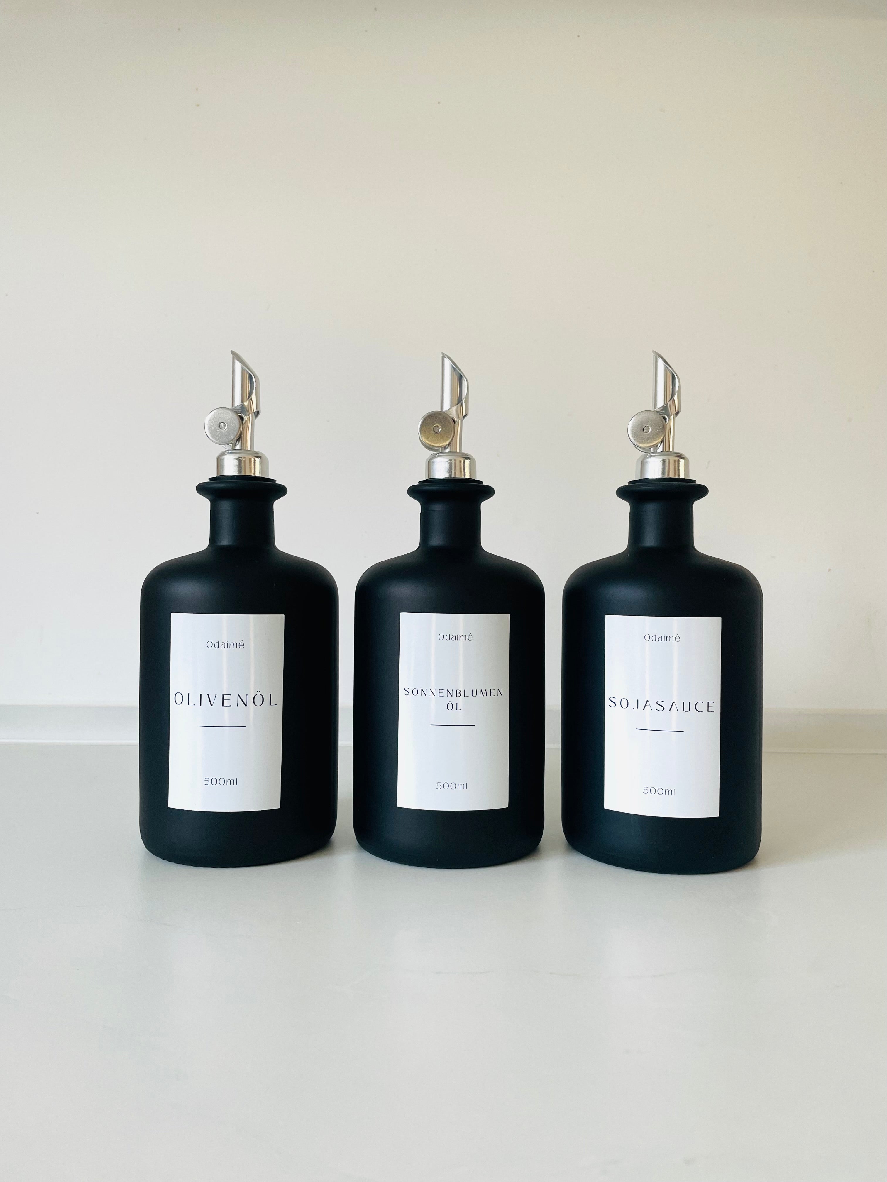 LOREYA - 500ml Essig- und Ölspender in schwarz-matt mit Ausgießer