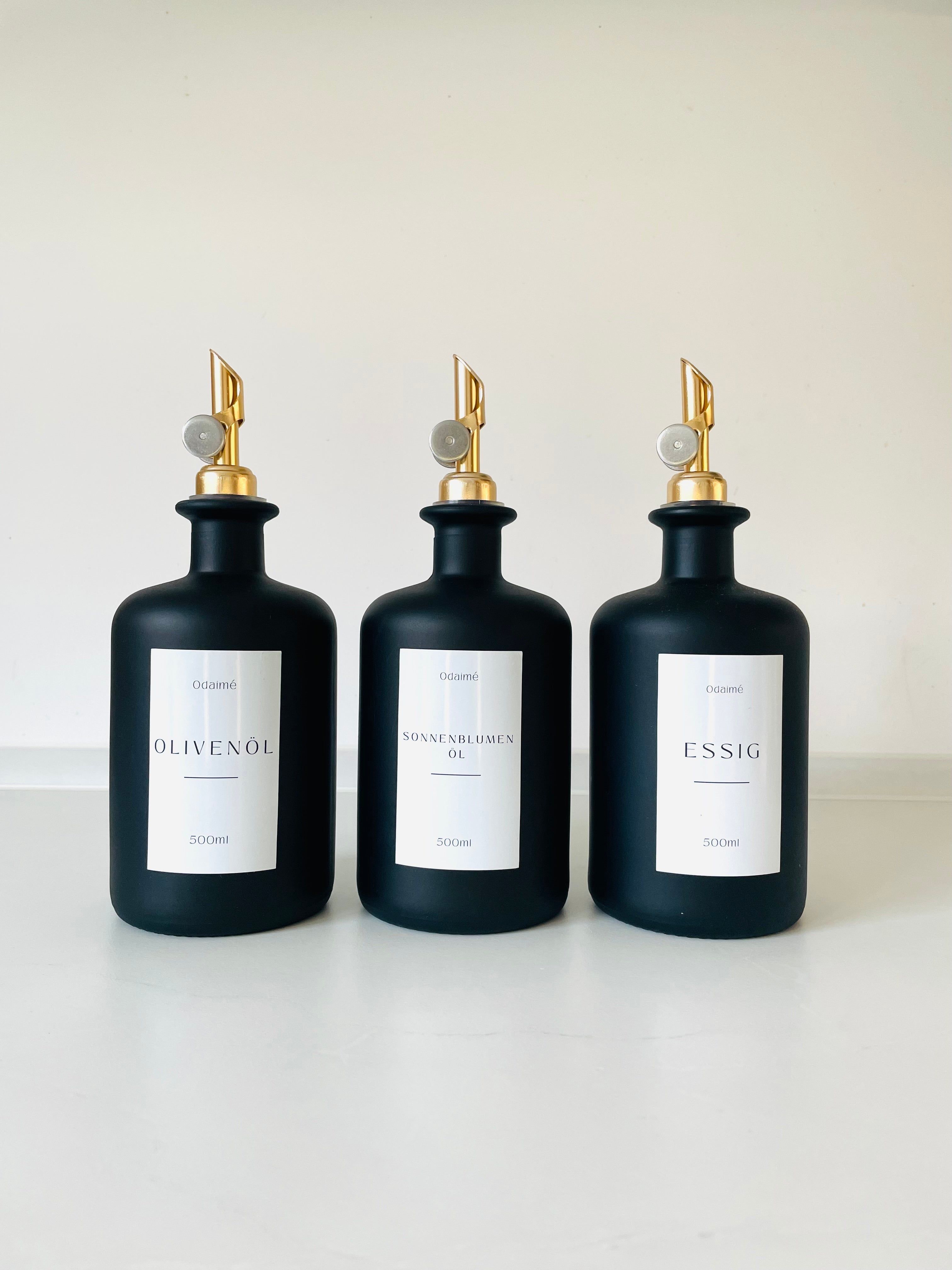 LOREYA - 500ml Essig- und Ölspender in schwarz-matt mit Ausgießer