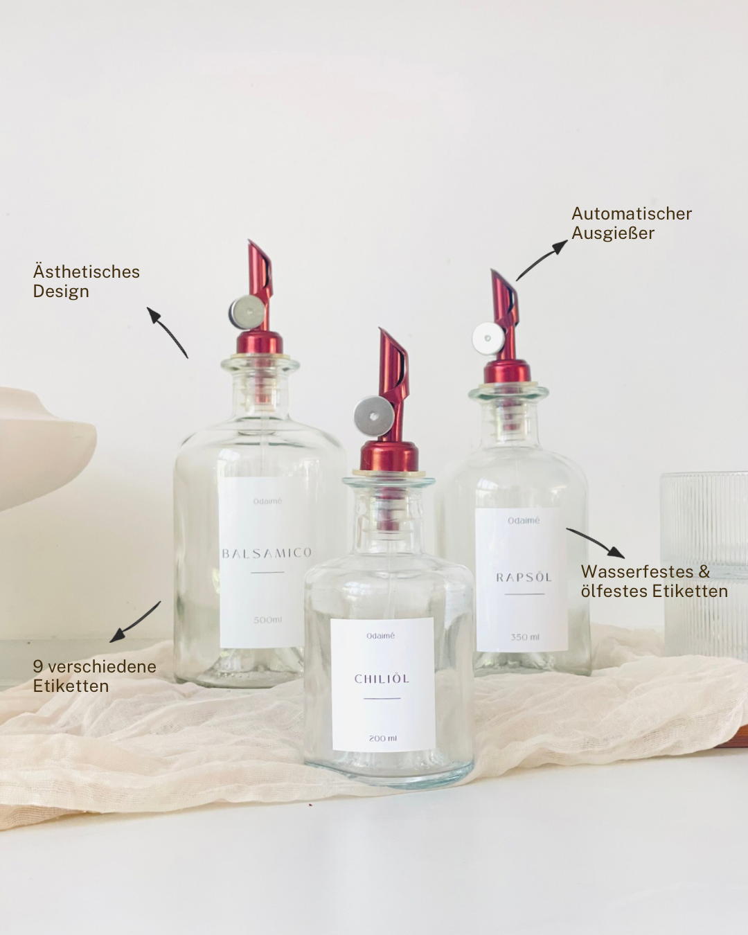 MOREA - 350ml Essig- und Ölspender aus Glas
