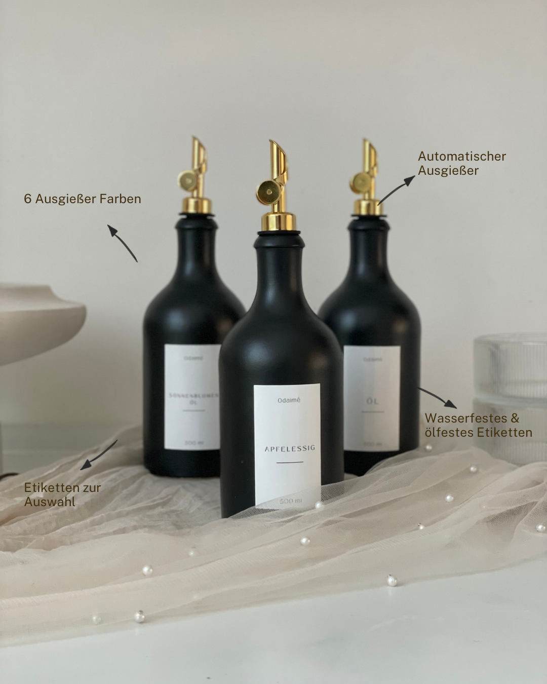 ADUAN - Keramik Ölspender 500 ml schwarz