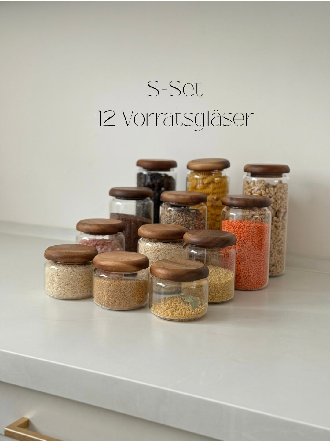 SOFIA - SPARSET S -5% - Vorratsgläser – rund mit dunklem Holzdeckel