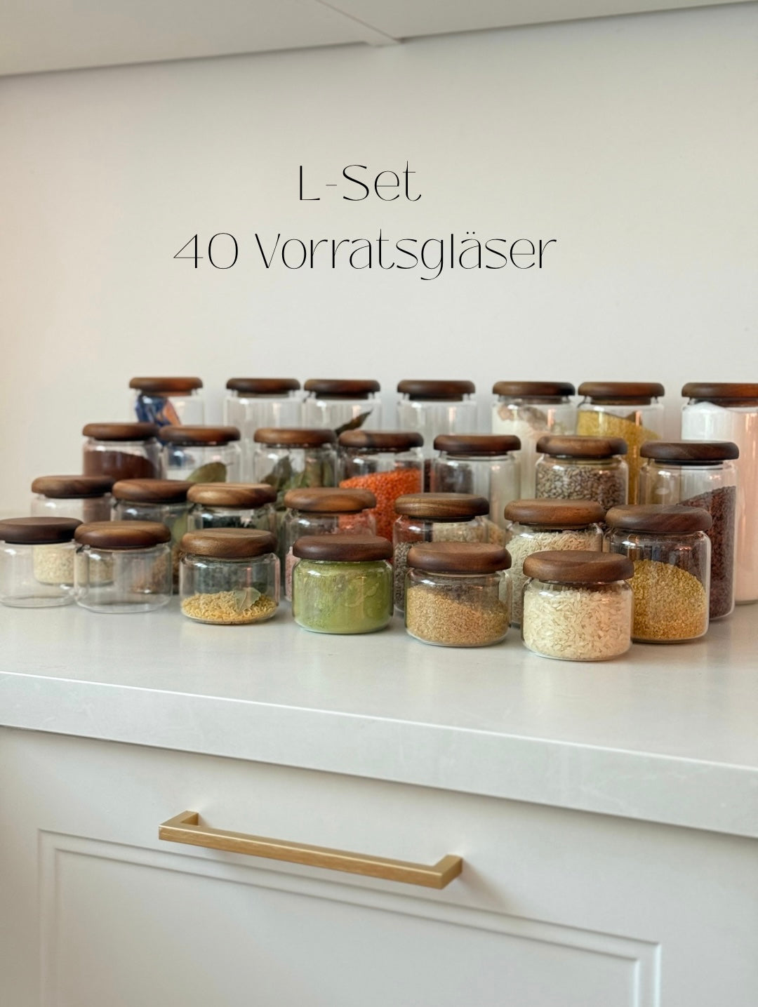 SOFIA - SPARSET L -15% Vorratsgläser – rund mit dunklem Holzdeckel