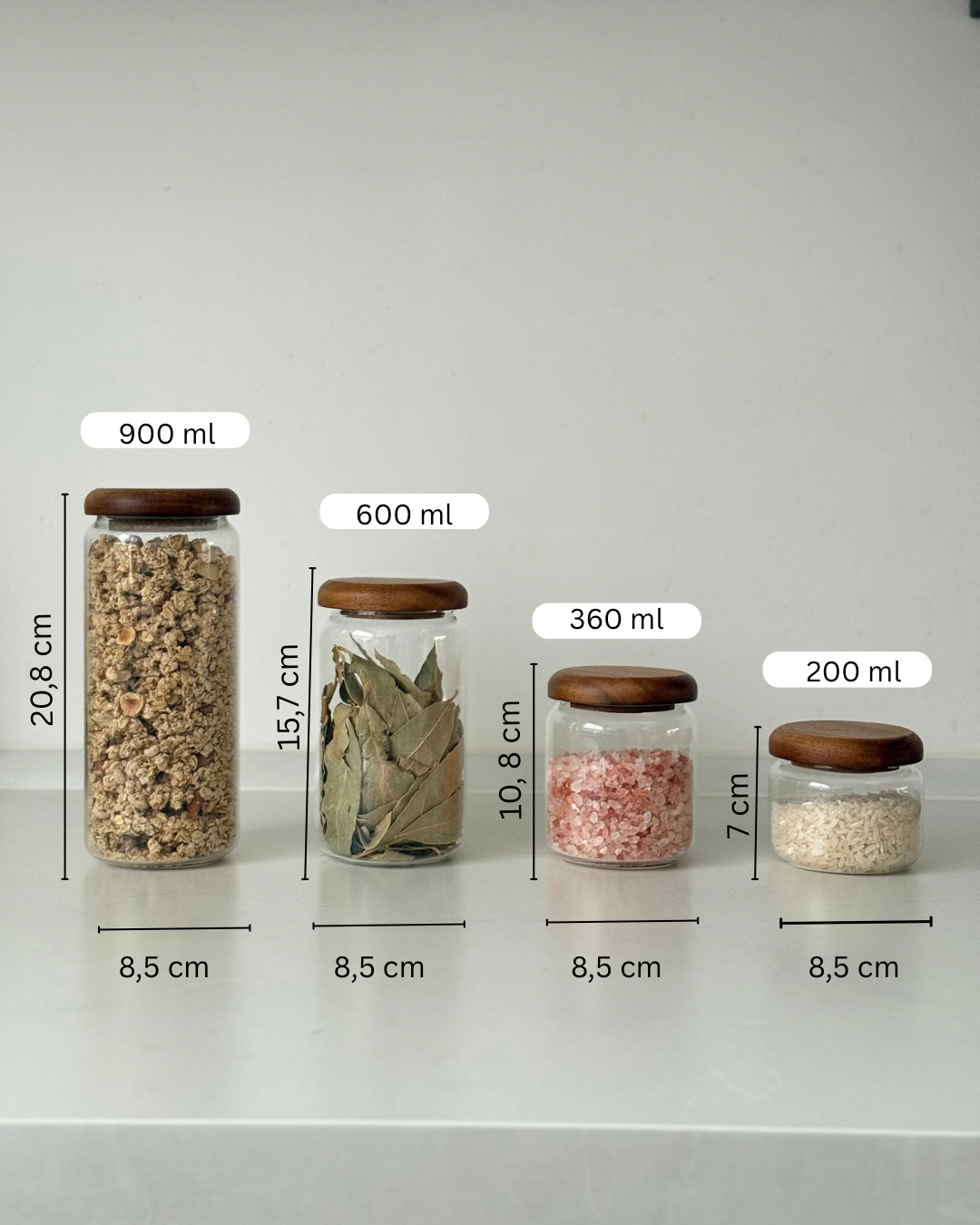 SOFIA - SPARSET M -10% - Vorratsgläser aus Glas mit Akazienholzdeckel – stilvoll & luftdich